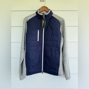 RLX Ralph Lauren Men’s Hybrid Golf Jacket S Blue Gray Full Zip Stretch $248